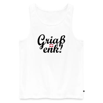 Austrian dialect Griaß enk! - Men's Premium Organic Tank Top - white - Front - AI Model Male 178 light (178cm)