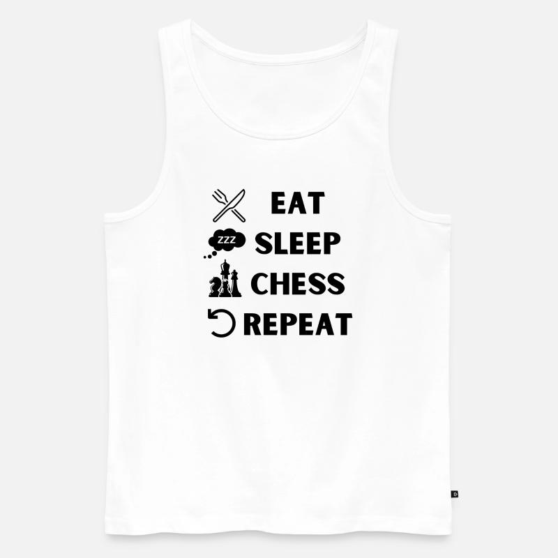 EAT SLEEP CHESS REPEAT - Männer Premium Bio Tank Top - Weiß