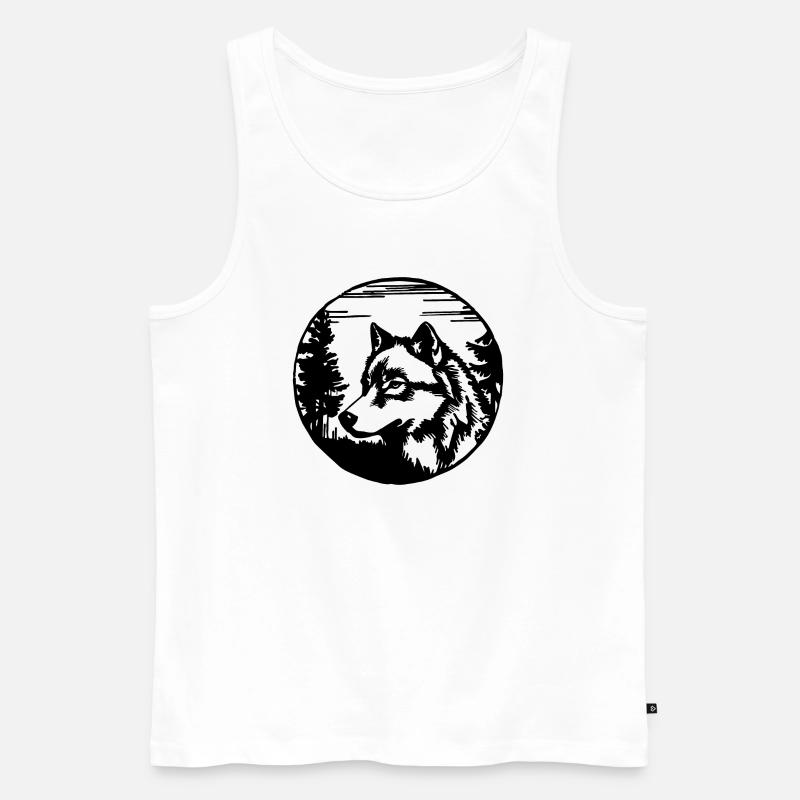 Wolf - Männer Premium Bio Tank Top - Weiß