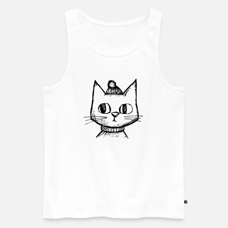 Katze Katzen Katzengesicht - Männer Premium Bio Tank Top - Weiß