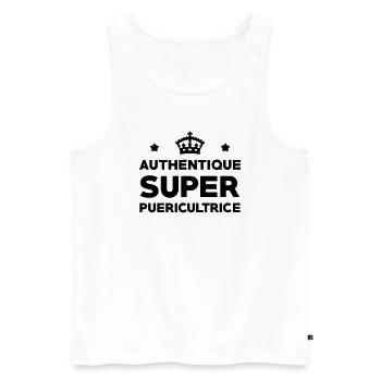 Puériculture / Puéricultrice / Bébé / Maternelle - Débardeur bio Premium Homme - blanc - Devant - Michal (187cm)