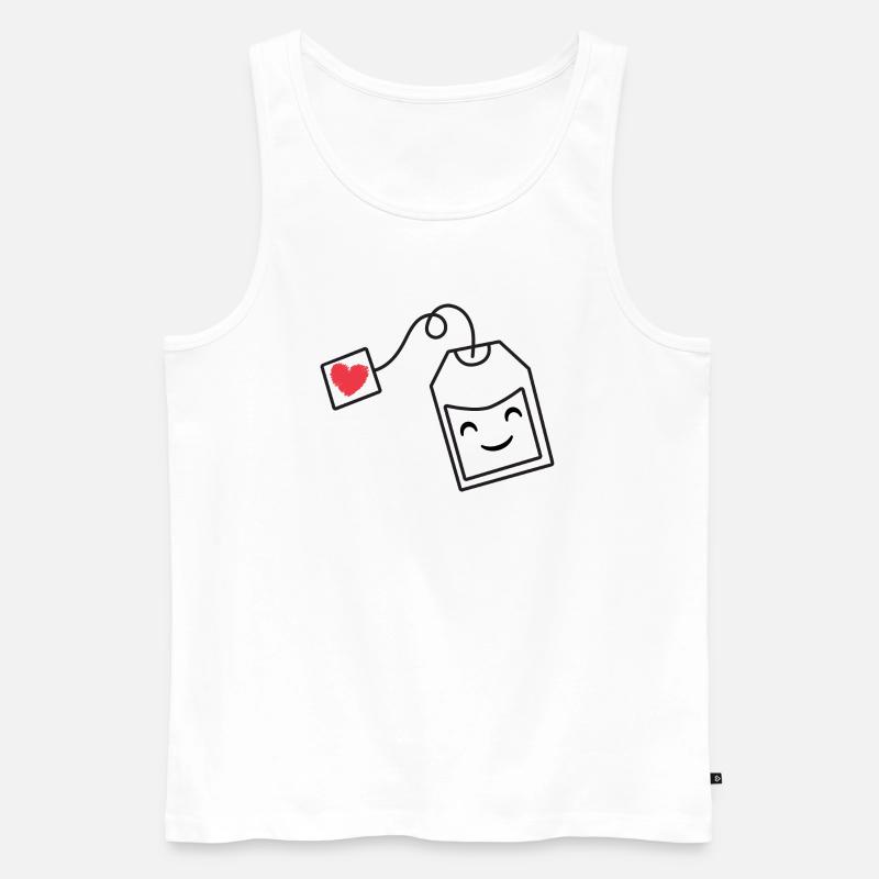 Beutel mit glücklichen Tee - Männer Premium Bio Tank Top - Weiß