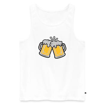 Cruches à bière grillée - Débardeur bio Premium Homme - blanc - Devant - Michal (187cm)