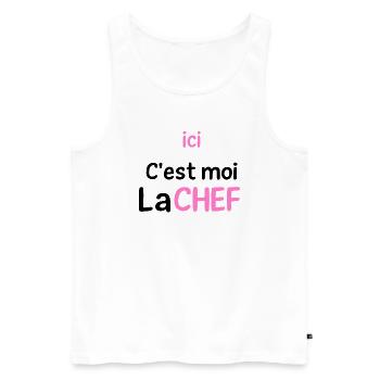 ici c'est moi la chef - Débardeur bio Premium Homme - blanc - Devant - Michal (187cm)