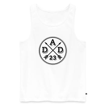 Dad 23 Vater Baby Papa 2023 - Farbwechsel - Männer Premium Bio Tank Top - Weiß - Vorne - Michal (187cm)