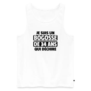 bogosse de 34 ans / cadeau homme de 34 ans - Débardeur bio Premium Homme - blanc - Devant - Michal (187cm)