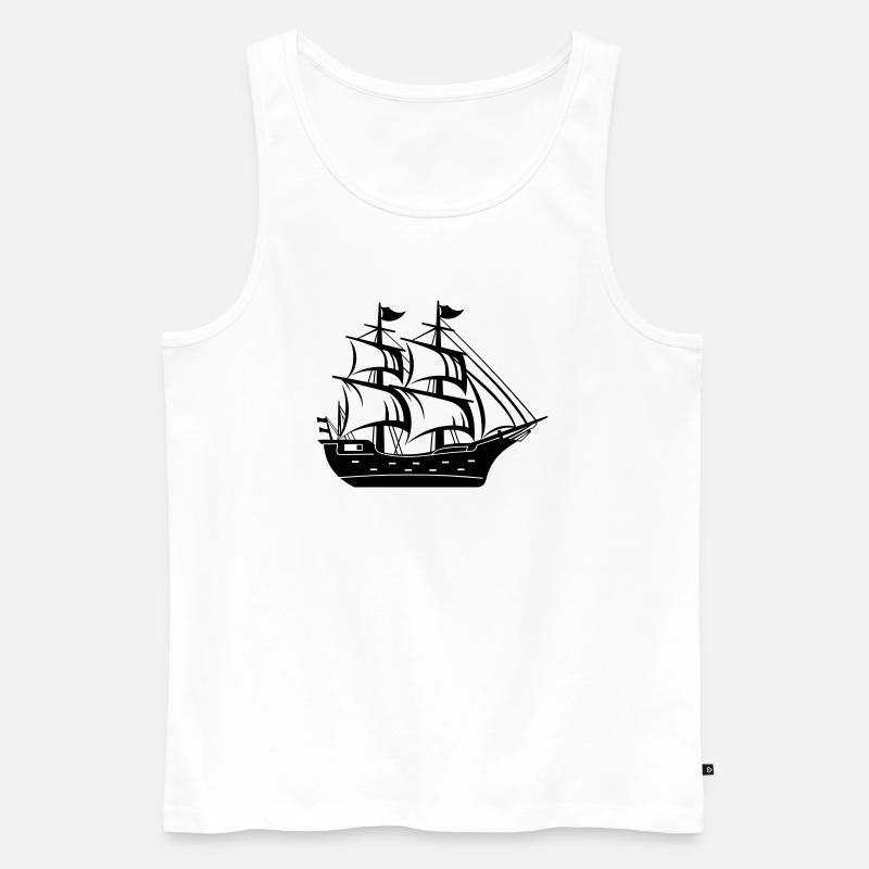 Piratenschiff - Männer Premium Bio Tank Top - Weiß