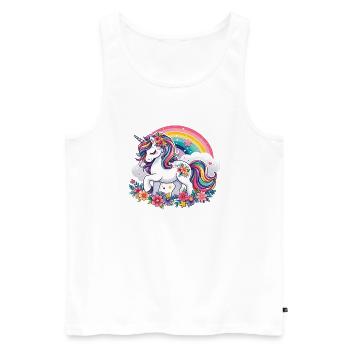Einhorn mit blumen und Regenbogen - Männer Premium Bio Tank Top - Weiß - Vorne - AI Model Male 178 light (178cm)