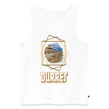 Durres Albanie Ville Accueil Amour Plage Vacances - Débardeur bio Premium Homme - blanc - Devant - Michal (187cm)