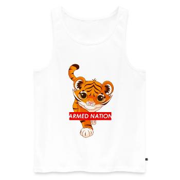 baby tiger red logo - 2021 - Men's Premium Organic Tank Top - white - Front - AI Model Male 178 light (178cm)