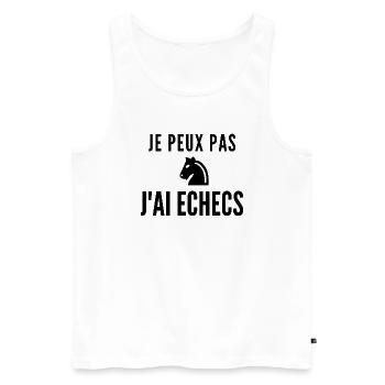 je peux pas j ai echecs - Débardeur bio Premium Homme - blanc - Devant - AI Model Male 178 light (178cm)
