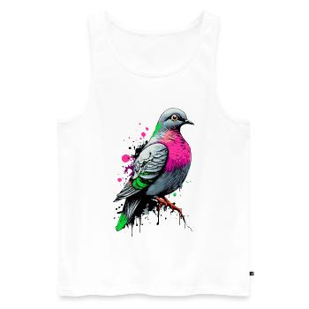 Stadttaube Bunt - Täubchen - Ich liebe Tauben - Männer Premium Bio Tank Top - Weiß - Vorne - Michal (187cm)