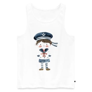 Seglerin Comic Look - Männer Premium Bio Tank Top - Weiß - Vorne - AI Model Male 178 light (178cm)