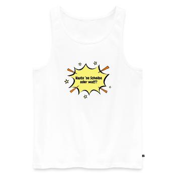 Berlin Haste ’ne Scheibe oder wat!? - Männer Premium Bio Tank Top - Weiß - Vorne - AI Model Male 178 light (178cm)