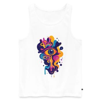 colorful psychedelic art graphic LSD color drops - Men's Premium Organic Tank Top - white - Front - AI Model Male 178 light (178cm)