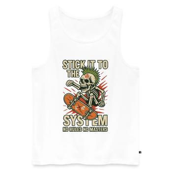 Skateboard Skeleton contre le système - Débardeur bio Premium Homme - blanc - Devant - AI Model Male 178 light (178cm)