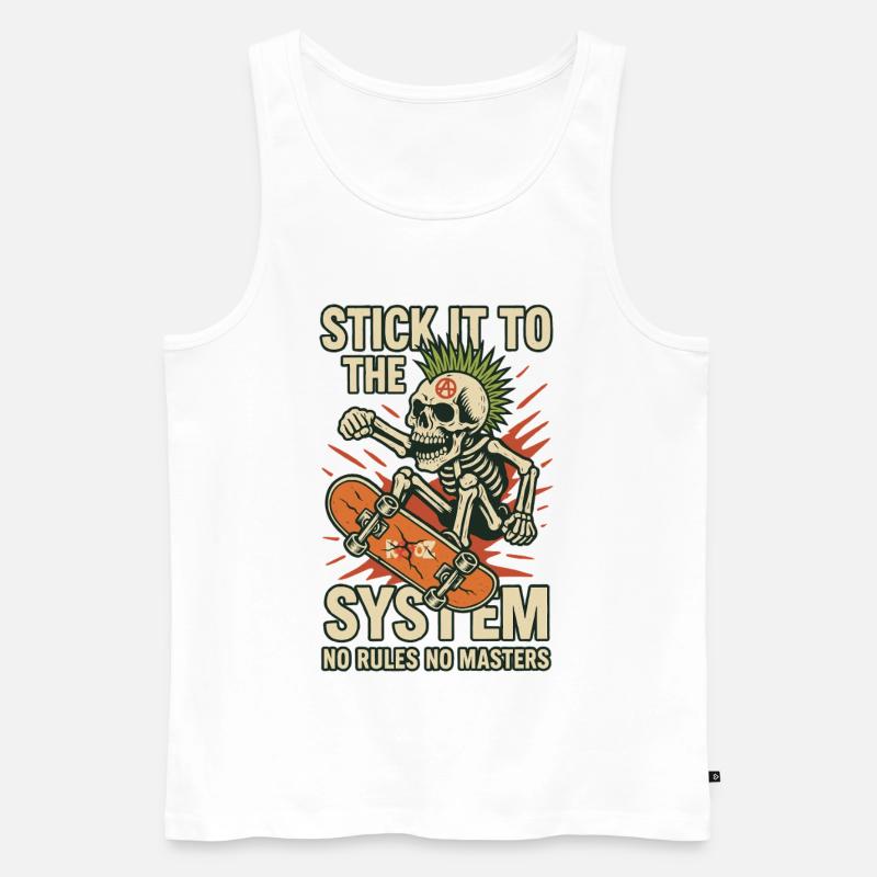 Skelett Skateboard Gegen das System - Männer Premium Bio Tank Top - Weiß