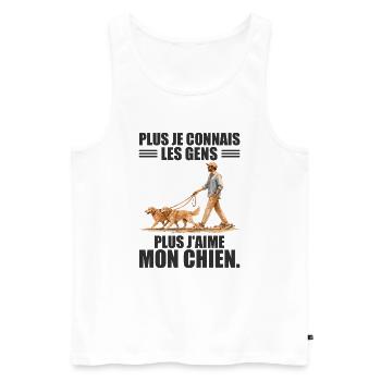 The More I Love My Dog: Humor and Passion - Men's Premium Organic Tank Top - white - Front - AI Model Male 178 light (178cm)