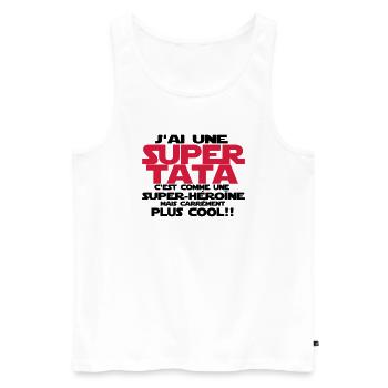 j'ai une super tata - Débardeur bio Premium Homme - blanc - Devant - Michal (187cm)