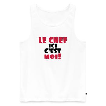 le chef ici c'est moi - Débardeur bio Premium Homme - blanc - Devant - Michal (187cm)