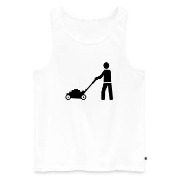 Lawn mower - Men's Premium Organic Tank Top - white - Front - AI Model Male 178 light (178cm)