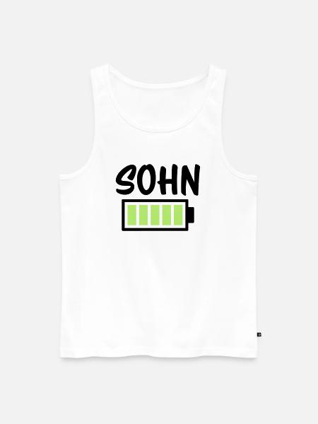 Sohn - Akku - Männer Premium Bio Tank Top - Weiß