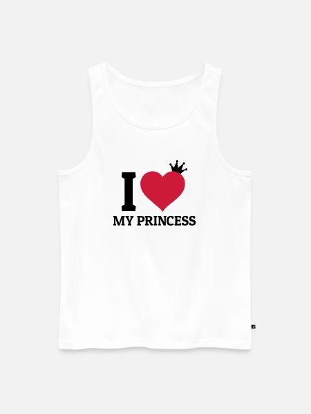 I love my Princess jag älskar min prinsessa - Ekologisk premium tanktopp herr - vit