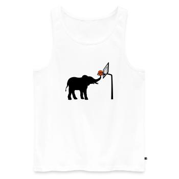 Silhouette d’éléphant jouant au basket-ball - Débardeur bio Premium Homme - blanc - Devant - Michal (187cm)