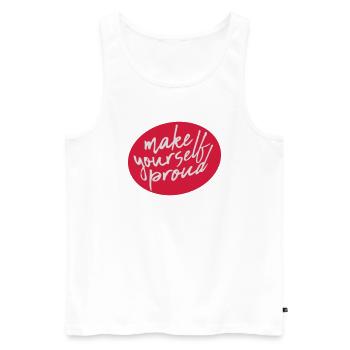 make yourself proud Zitat - Männer Premium Bio Tank Top - Weiß - Vorne - AI Model Male 178 light (178cm)