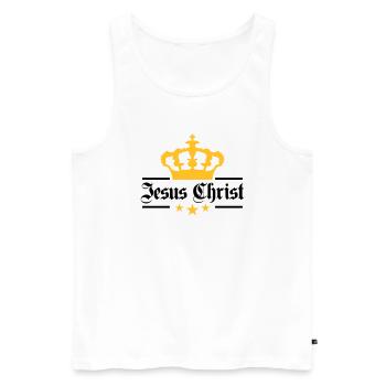 mr roi couronne roi jésus logo symbole christ croi - Débardeur bio Premium Homme - blanc - Devant - Michal (187cm)
