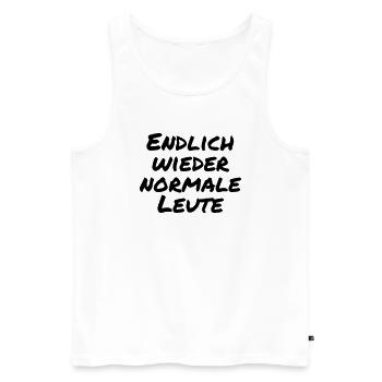 Endlich wieder normale Leute - Männer Premium Bio Tank Top - Weiß - Vorne - Michal (187cm)