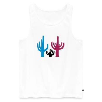 Désert coloré de 3 cactus - Débardeur bio Premium Homme - blanc - Devant - Michal (187cm)
