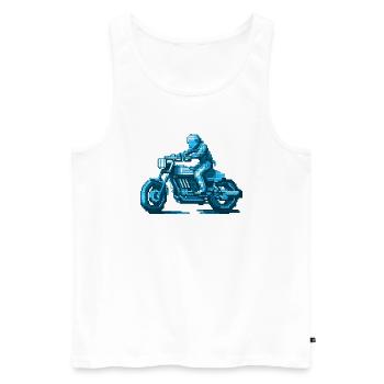 Motorcyclist sits on his machine in 8 bit - Men's Premium Organic Tank Top - white - Front - AI Model Male 178 light (178cm)