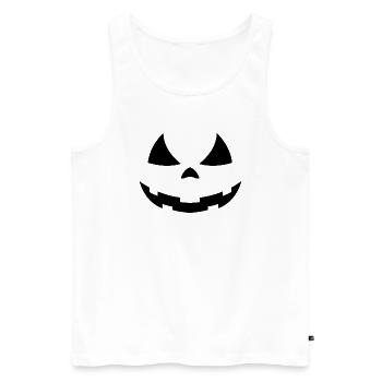 Citrouille Halloween Visage Noir - Débardeur bio Premium Homme - blanc - Devant - AI Model Male 178 light (178cm)