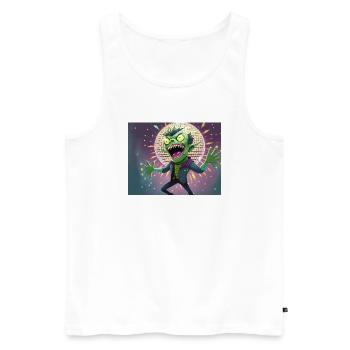 Drunkenstein’s Monster Halloween jeu de mots amusant - Débardeur bio Premium Homme - blanc - Devant - AI Model Male 178 light (178cm)