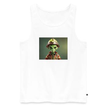 cute little green retro vintage alien firefighter - Men's Premium Organic Tank Top - white - Front - Michal (187cm)