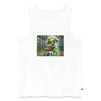 cute little green retro vintage alien everyday - Men's Premium Organic Tank Top - white - Front - Michal (187cm)