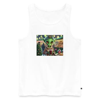 niedlich klein grün retro vintage alien jeden tag - Männer Premium Bio Tank Top - Weiß - Vorne - AI Model Male 178 light (178cm)