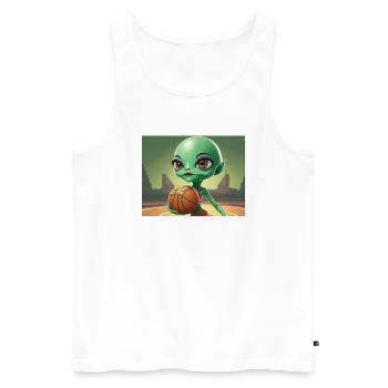 cute little green retro vintage alien basketball - Men's Premium Organic Tank Top - white - Front - Michal (187cm)