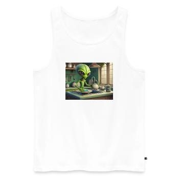 mignon petit vert rétro vintage alien tous les jours - Débardeur bio Premium Homme - blanc - Devant - Michal (187cm)