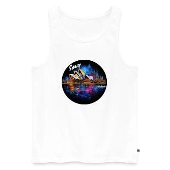 sydney ville d’Australie - Débardeur bio Premium Homme - blanc - Devant - Michal (187cm)