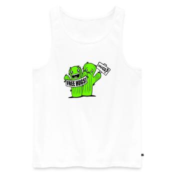 Free Hugs Kaktus Umarmung Gesicht Traurig Schild - Männer Premium Bio Tank Top - Weiß - Vorne - Michal (187cm)