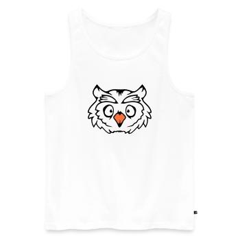 hibou oiseau aigle hibou hibou nuit oiseau effraie des granges chouette bande dessinée - Débardeur bio Premium Homme - blanc - Devant - AI Model Male 178 light (178cm)