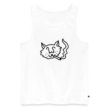 Smoking Cat - Line - Men's Premium Organic Tank Top - white - Front - AI Model Male 178 light (178cm)