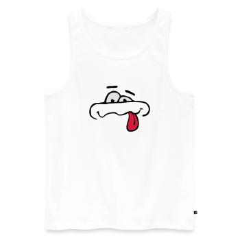 Lustiges Comic Cartoon Gesicht Zunge Rausstrecken - Männer Premium Bio Tank Top - Weiß - Vorne - AI Model Male 178 light (178cm)