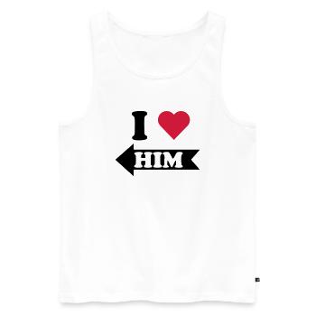 I love him (links) - Männer Premium Bio Tank Top - Weiß - Vorne - AI Model Male 178 light (178cm)