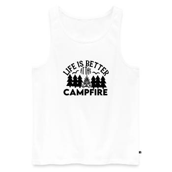 La vie est meilleure au feu de camp - Débardeur bio Premium Homme - blanc - Devant - Michal (187cm)