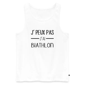 Biathlon addict, tir et glisse me fascinent - Débardeur bio Premium Homme - blanc - Devant - Michal (187cm)