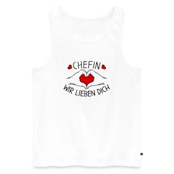 Chefin wir lieben Dich - Männer Premium Bio Tank Top - Weiß - Vorne - Michal (187cm)