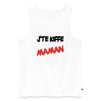 J'te kiffe maman - Débardeur bio Premium Homme - blanc - Devant - Michal (187cm)